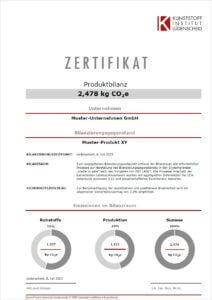 Musterzertifikat Produktbilanzierung
